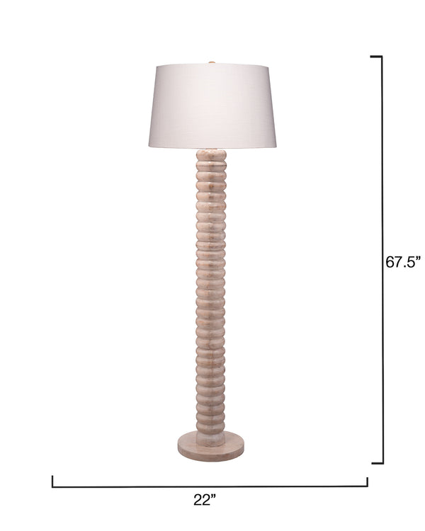 Abacus Mango Wood 1-Light Floor Lamp with Polyester Linen Shade