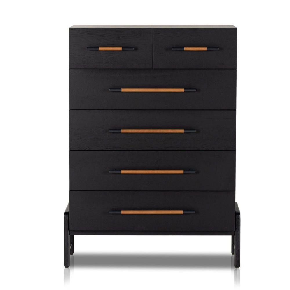 Rosedale 6 Drawer Tall Dresser - Ebony Oak Veneer