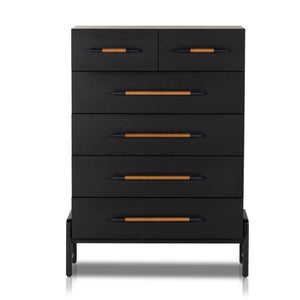 Rosedale 6 Drawer Tall Dresser - Ebony Oak Veneer