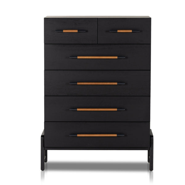 Rosedale 6 Drawer Tall Dresser - Ebony Oak Veneer