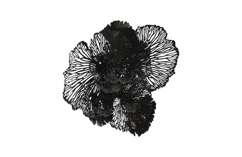 Flower Wall Art, Large, Black, Metal