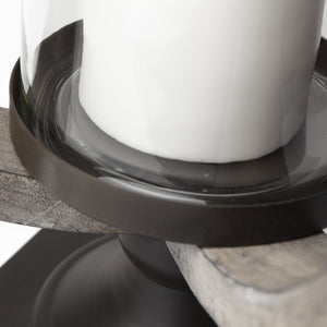 Brillion Large Rustic Wood Metal Table Candle Holder