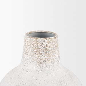 Tisha Large White W/ Terracotta Distressing Metal Vase