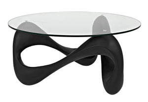 Orion Black Resin and Glass Coffee Table