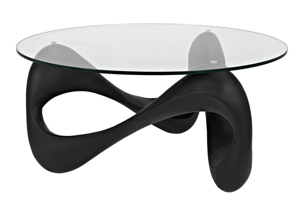 Orion Black Resin and Glass Coffee Table