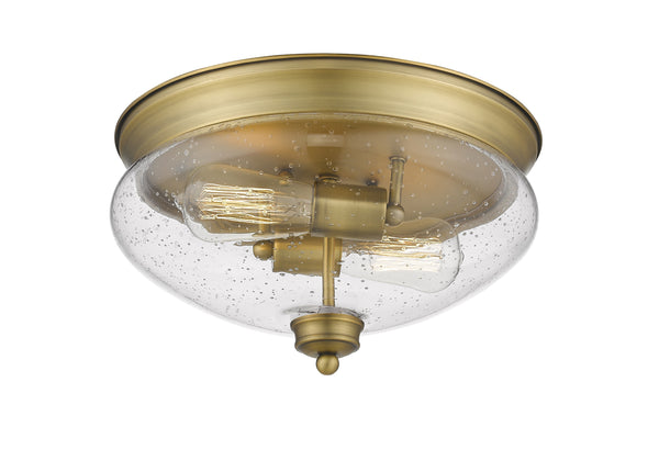 Amon 2 Light Flush Mount in Heritage Brass Finish