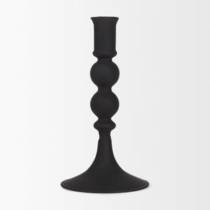 Haute Small Matte Black Blown Glass Candlestick