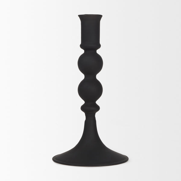 Haute Small Matte Black Blown Glass Candlestick