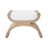 CURVED BASE STOOL WITH WHITE LINEN CUSHION IN CERUSED OAK