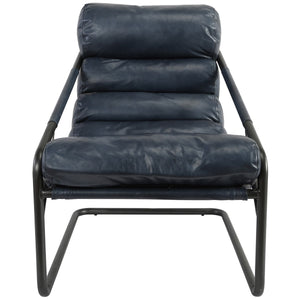 Jackson Ocean Blue Leather Accent Chair with Metal Frame