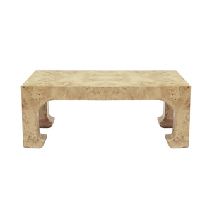 PAGODA STYLE COFFEE TABLE IN BURL WOOD