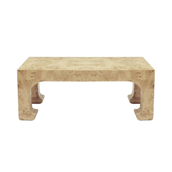 PAGODA STYLE COFFEE TABLE IN BURL WOOD