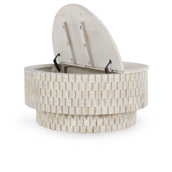 Norwood Solid Wood Round Coffee Table - Coastal White