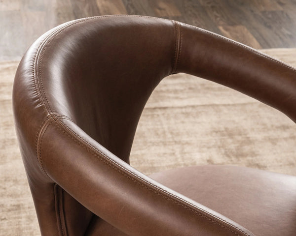 Archie Leather Dining Chair in Bison Brown