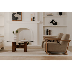 Moe's Eckersley Lounge Chair in Beige Faux Shearling