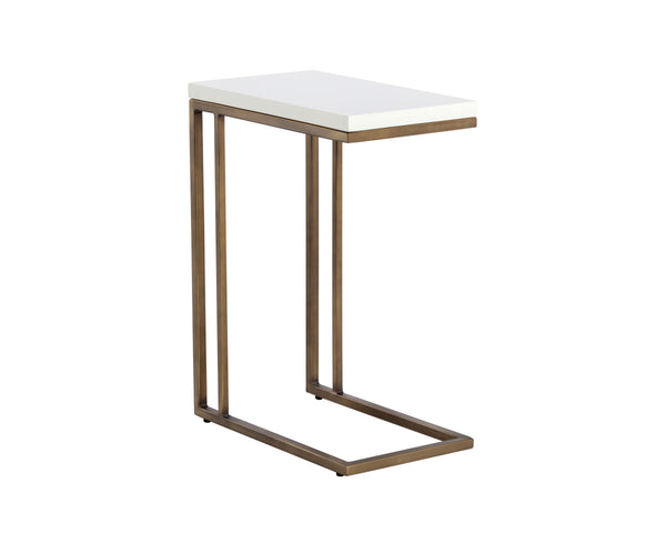 SAWYER END TABLE - ANTIQUE BRASS - WHITE