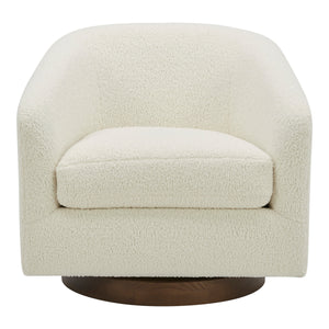 Oscy Swivel Chair in Faux Shearling White