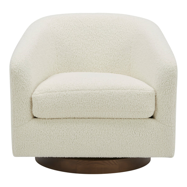 Oscy Swivel Chair in Faux Shearling White