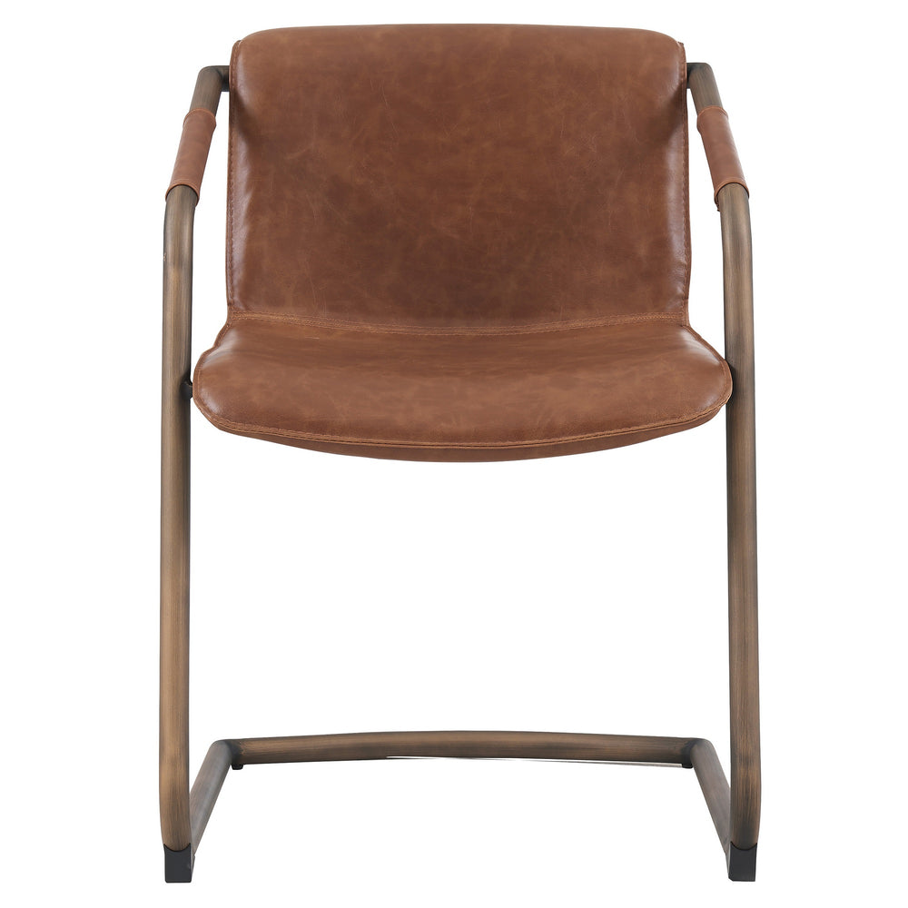 Indy Side Arm Chair Rubbed Gold Frame In Antique Cigar Brown