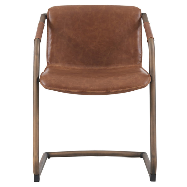 Indy Side Arm Chair Rubbed Gold Frame In Antique Cigar Brown