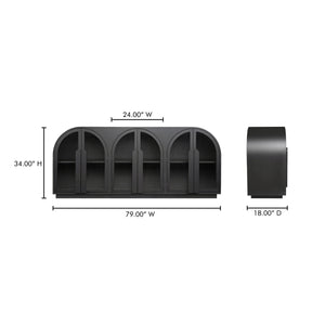 Salone Sideboard Black with Reeded Glass Doors