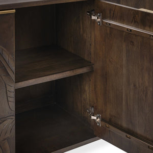 Ledro Solid Mango Wood Cabinet with Carvings