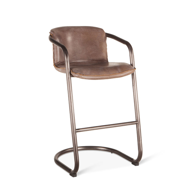 Portofino Distressed Jet Brown Leather Bar Chair