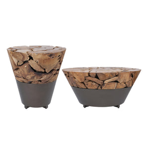 Bruno KD Reclaimed Teak Side/ End Table, Natural 