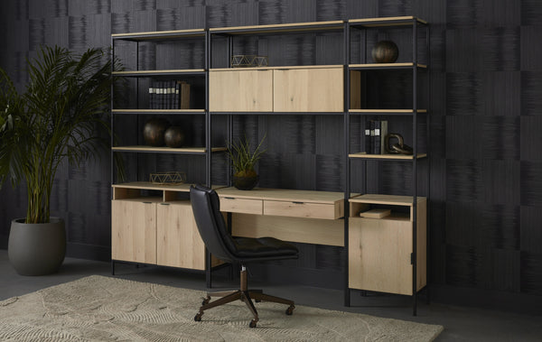 AMBROSE MODULAR BOOKCASE - SMALL - RUSTIC OAK - BLACK
