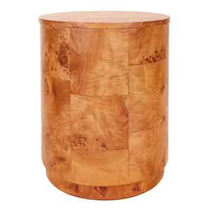 Arsenio Burl Wood Round Side/End Table, Golden Brown Burl