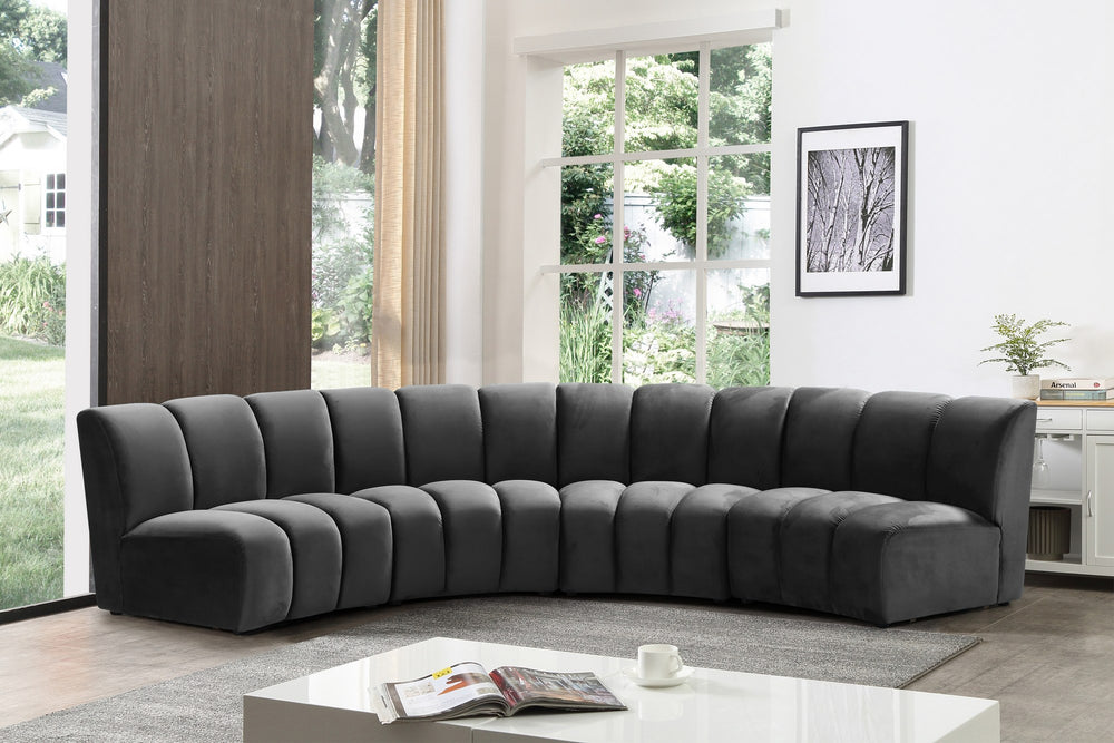 Lynda 4pc. Modular Sectional In Grey Velvet