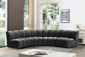Lynda 4pc. Modular Sectional In Grey Velvet