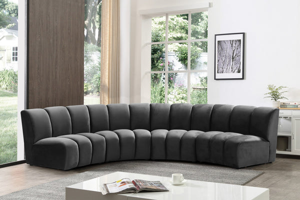 Lynda 4pc. Modular Sectional In Grey Velvet
