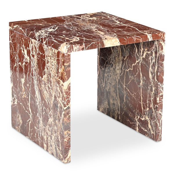 Rosa Accent Table in Rosso Levanto Marble