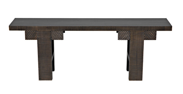 Nabu Mahogany Console in Hand-Rubbed Black with Light Brown Accents
