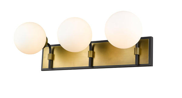 Parsons 3 Light Vanity in Matte Black + Olde Brass Finish