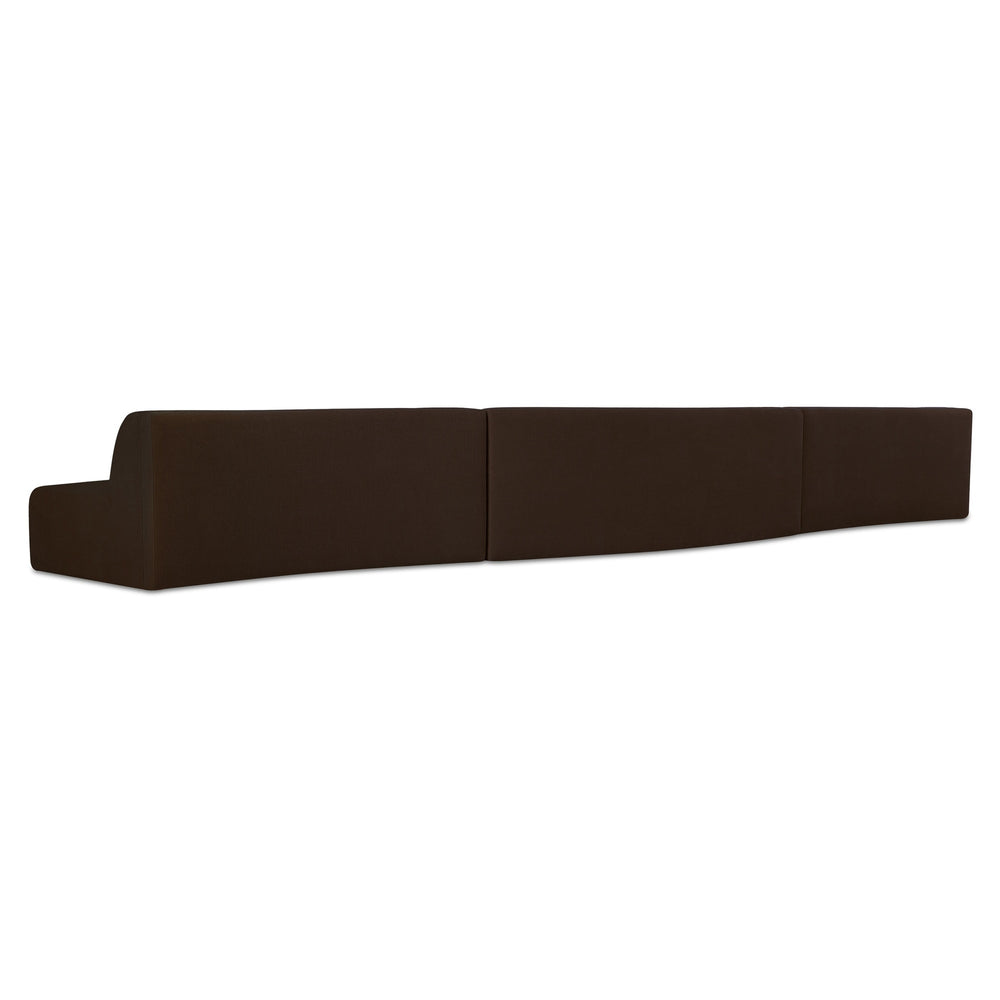 Naomi 3-Piece Wave Modular Sectional in Dark Brown