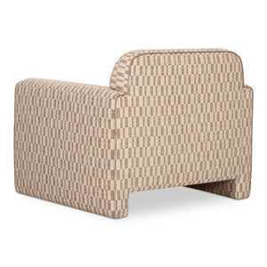 Leo Accent Chair in Taupe with Geometric Pattern