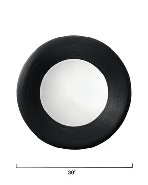 Paddock Bamboo Round Wall Mirror, Black