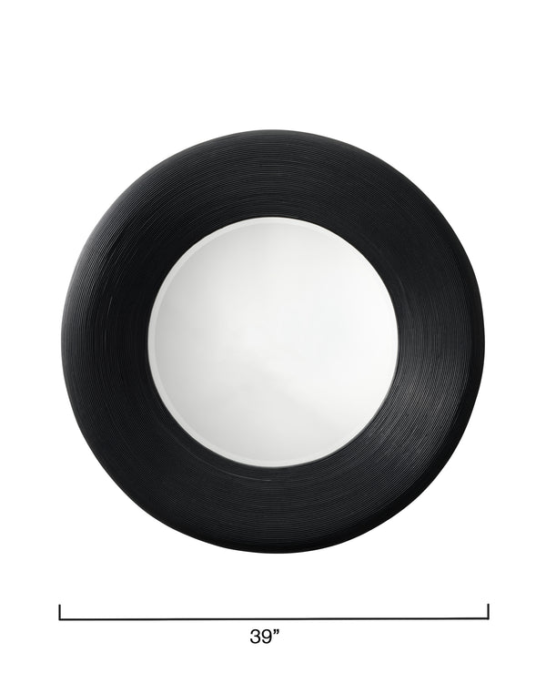 Paddock Bamboo Round Wall Mirror, Black
