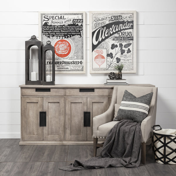 Braxton III 81.5x18.5 Natural Brown Solid Wood 3 Drawer 6 Door Sideboard
