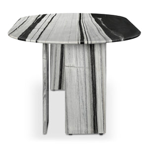 Celia Oval Dining Table in Panda Marble