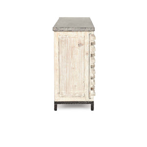 Virginia Solid Wood Cabinet - Timeworn Cream/Blue Stone