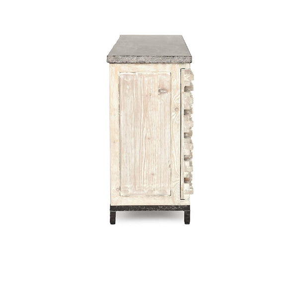 Virginia Solid Wood Cabinet - Timeworn Cream/Blue Stone