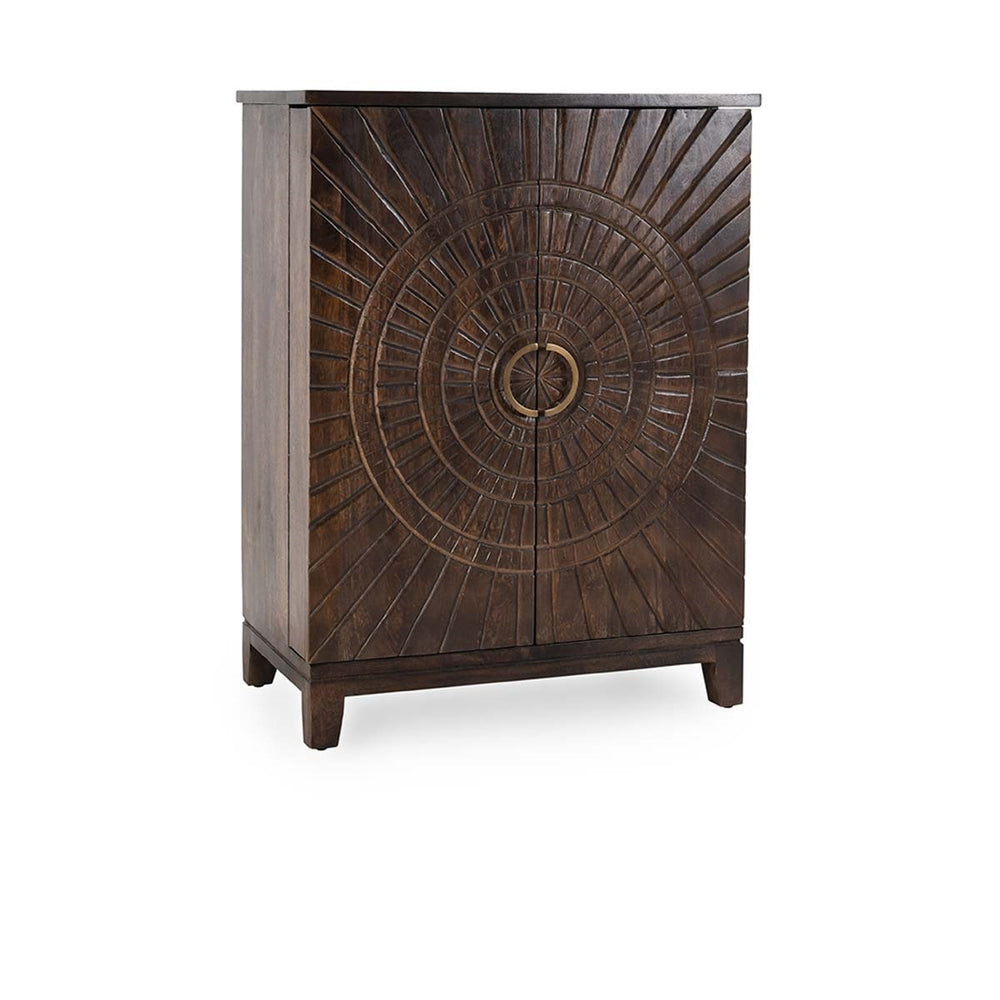 Vivienne Solid Wood Bar Cabinet - Bark Brown
