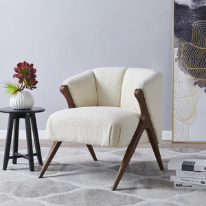 Florence Fabric Accent Chair In Shearling Beige