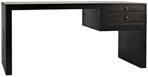 Alvaro Ebony Walnut Desk in Matte Black Steel