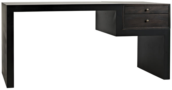 Alvaro Ebony Walnut Desk in Matte Black Steel