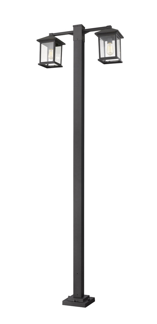 Portland 2 Light Outdoor Post Mounted Fixture in Black Finish