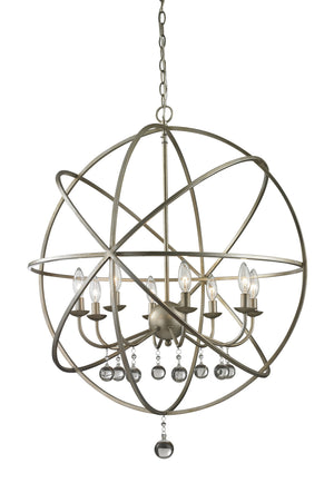 Acadia 8 Light Pendant in Antique Silver Finish